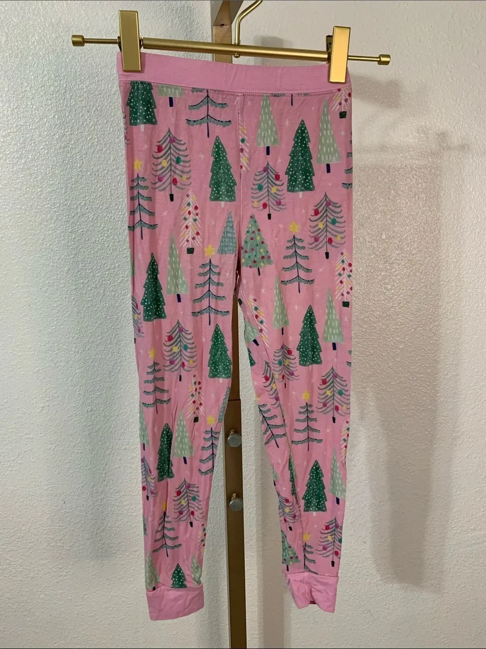 Little Sleepies- Kids Pink Holiday Tree Print Pajama Bottoms- 4T
